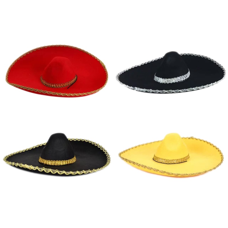 Yys成人圓形草帽透氣墨西哥風帽子成人節日萬聖節派對節日墨西哥帽子優雅