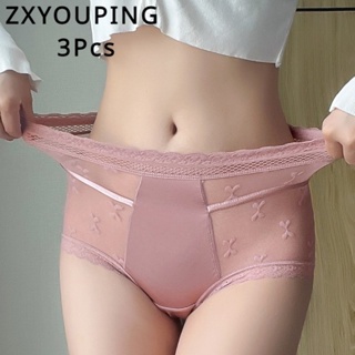 Zxyouping 高腰內褲 3 件女士內褲蕾絲內衣鏤空女性性感內褲 M-XXL