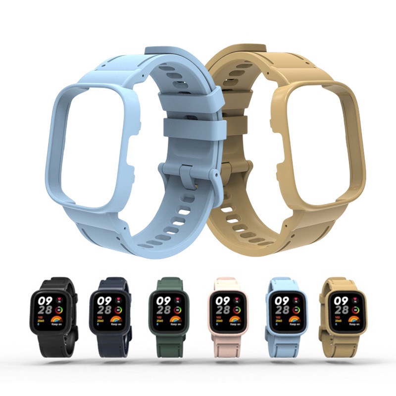 Redmi Watch 3 帶錶殼的矽膠錶帶,用於 Redmi Watch 3 Active 替換運動腕帶手鍊 Redm