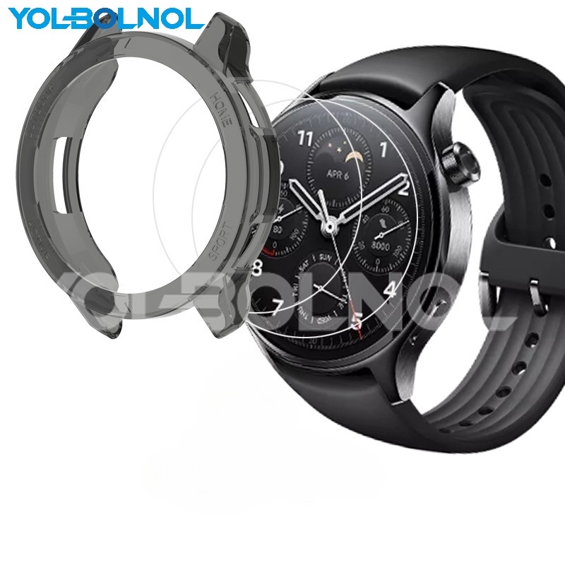 XIAOMI MI 錶殼 TPU 軟防震套小米 Mi 手錶 S1 Pro 智能手錶膜玻璃保護框小米手錶S1 Pro保护壳