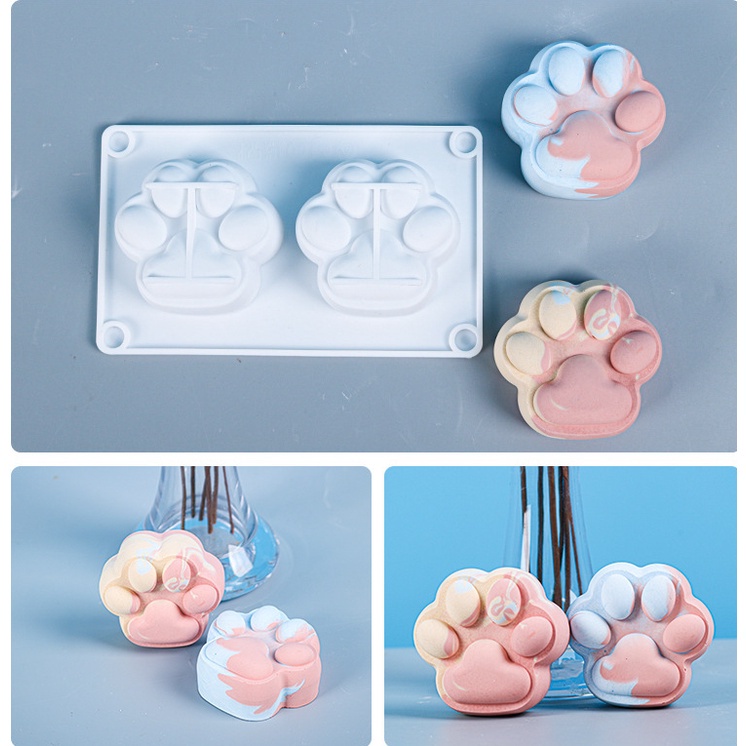 2連貓爪慕斯饅頭矽膠模具果凍布丁巧克力蛋糕烘焙滴膠模具