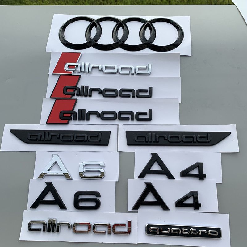 Audi 奧迪 車標 貼標 字標 A4 A6 Allroad 旅行版 車標 改裝 運動標誌 尾標 車貼 黑武士黑色 汽車