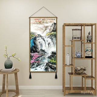 中國風吉祥山水掛布牆布背景布中式掛毯玄關客廳臥室裝飾布藝掛畫 Q1KI
