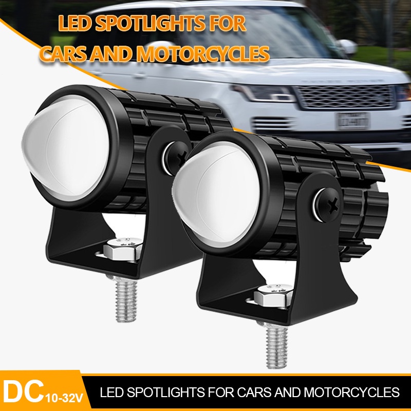 1/2 件超亮迷你駕駛燈 LED 投影儀鏡頭摩托車頭燈 ATV 踏板車用於輔助聚光燈