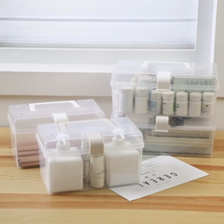台灣出貨👑手提透明收納盒 小藥箱  玩具收納盒 透明收納盒 多功能收納箱 塑料收納盒手提藥箱 攜便型藥箱  帶蓋收納箱