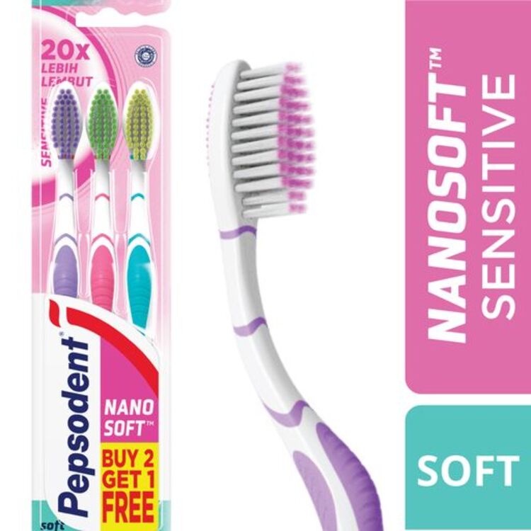 Pepsodent Nanosoft 牙刷敏感牙刷 Nano Soft 3 件套