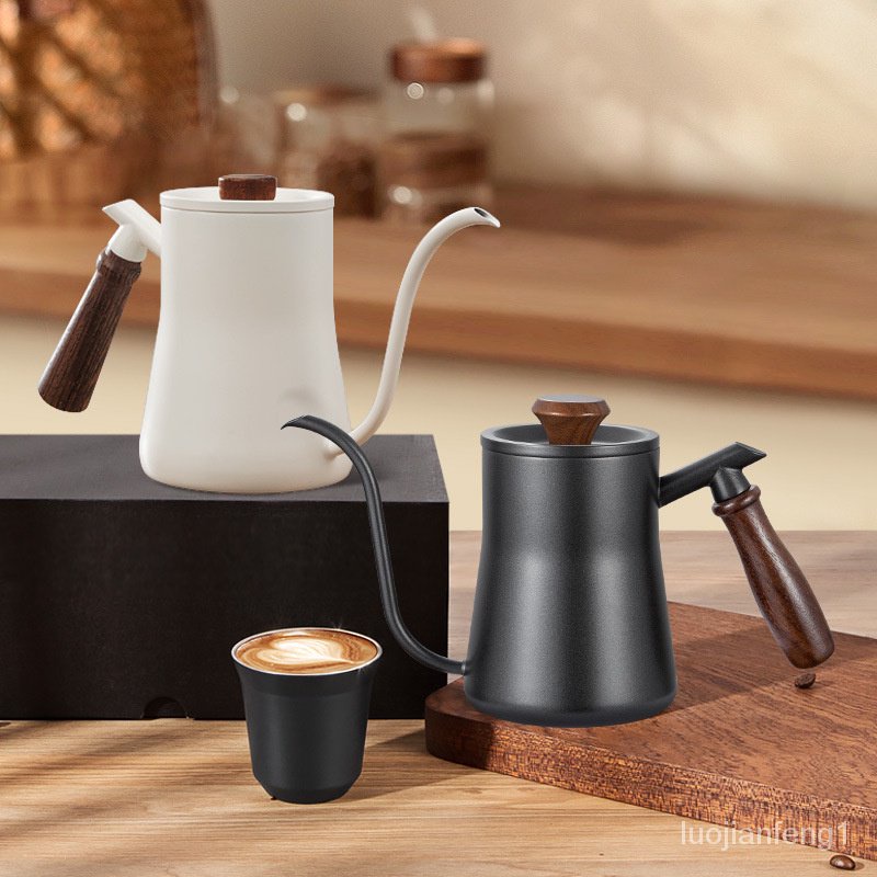 手衝咖啡壺咖啡過濾杯木柄細口壺不鏽鋼家用咖啡器具掛耳長嘴水壺 YMNT