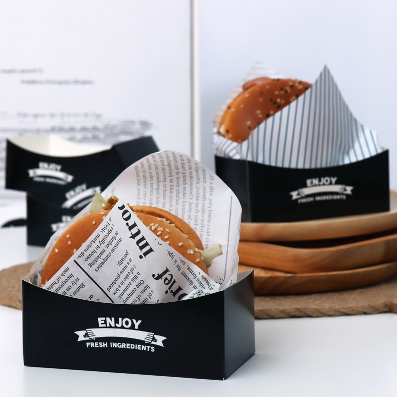 【現貨】【三明治包裝】 韓國 ins網紅 抖同款 漢堡包裝 打三明治 厚蛋土司 早餐食品 手拿黑紙盒