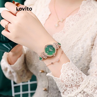 Lovito 女士休閒普通基本款石英手錶 L69AD062 (綠色)