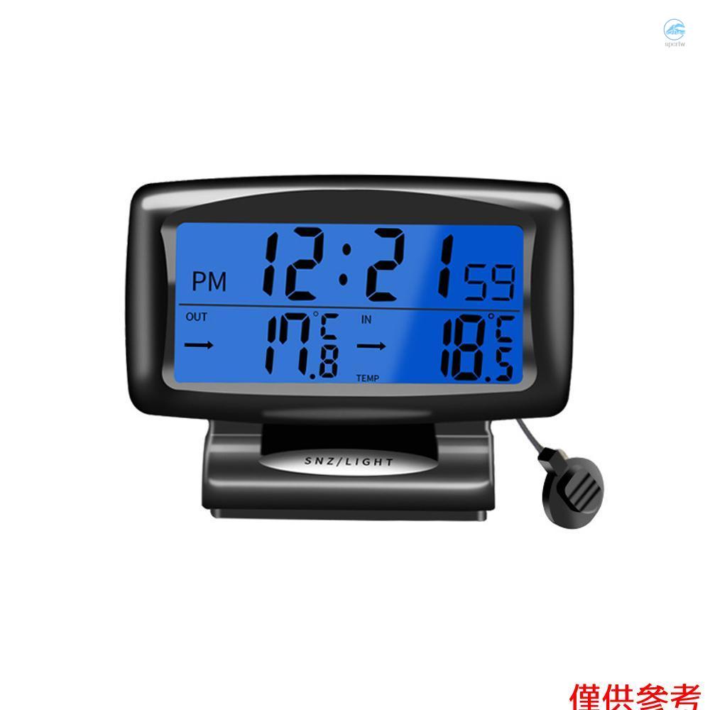 Crtw 汽車時鐘溫度計 2 合 1 數位時鐘和溫度計，帶背光 LCD 顯示器 12 小時/24 小時切換，適用於室內外