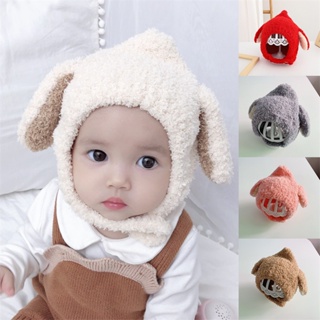 嬰兒帽子兔耳朵設計新生兒耳罩針織冬帽
