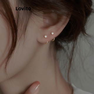 Lovito 女士優雅素色基本款耳環 LFA07016 (金色/銀色)