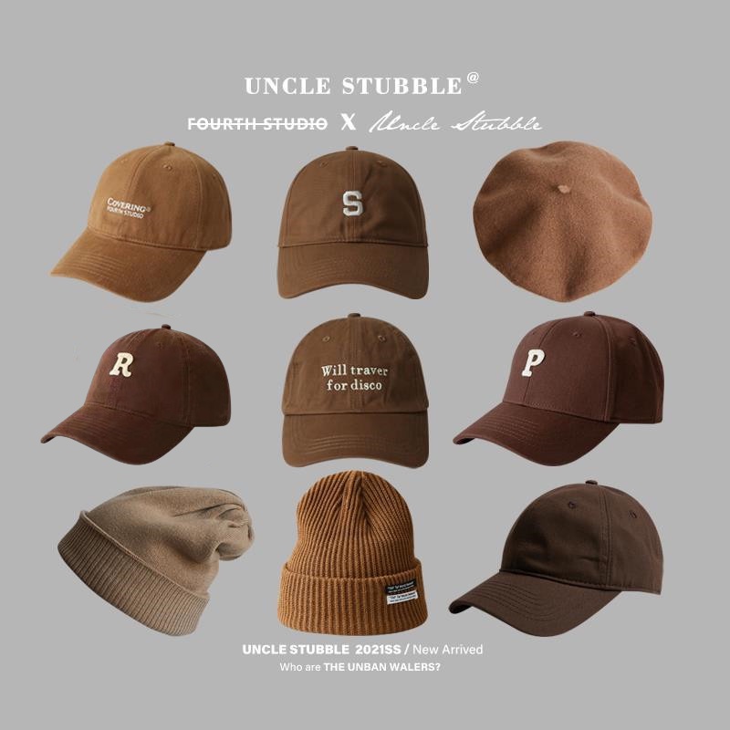 美拉德風駝色帽子女 復古咖啡色軟頂棒球帽 咖啡色系鴨舌帽 男日系棕色針織帽貝雷帽【逆主流】