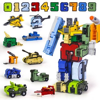 TRANSFORMERS 新增願望清單 10 數字變形金剛玩具數字 DIY 機器人變形金剛兒童玩具組合汽車機器人坦克男孩