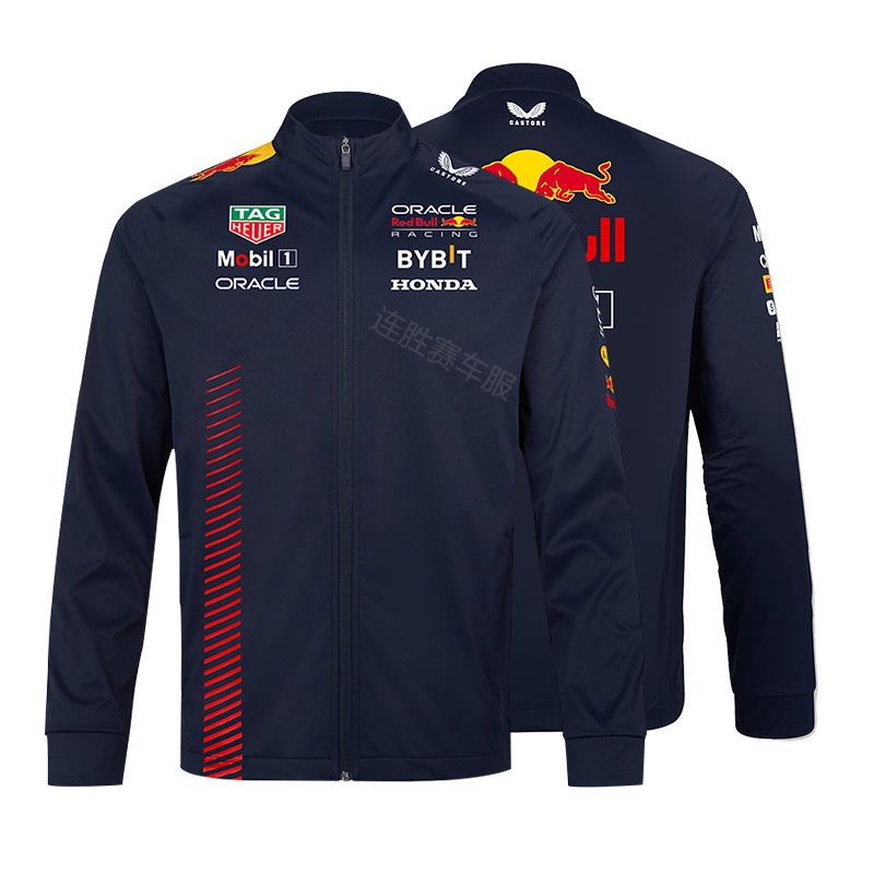 F1賽車服長袖紅牛車隊防水外套風衣男士春秋red Bull夾克訂製衣服