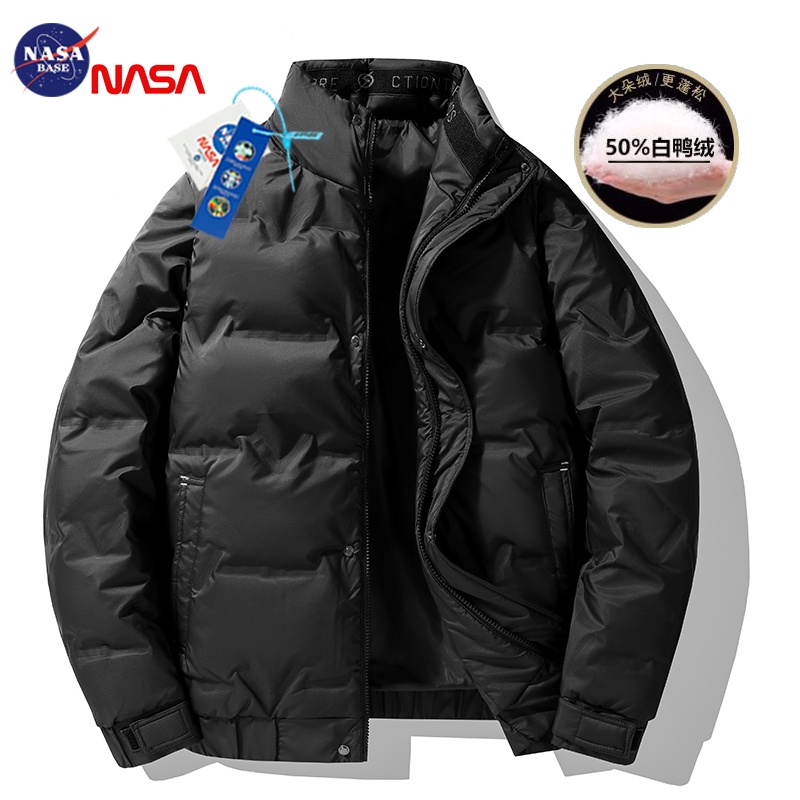 NASA聯名立領短版羽絨服男50白鴨絨羽絨服外套