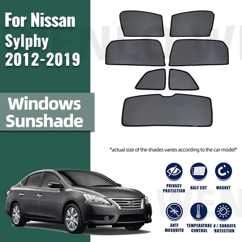 NISSAN 適用於日產軒逸 B17 Sentra 轎車 2012-2019 汽車遮陽板前擋風玻璃配件汽車窗簾側窗遮陽板