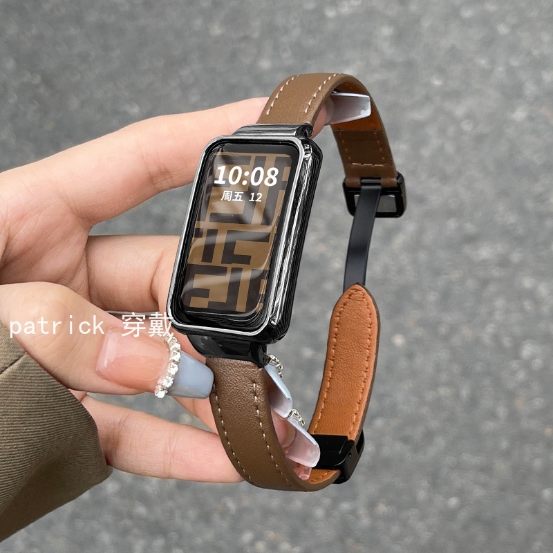 小米手環 8 Active 皮質錶帶 小米手環 7Pro/Redmi 手環 Pro 折疊扣+金屬框 磁吸錶帶