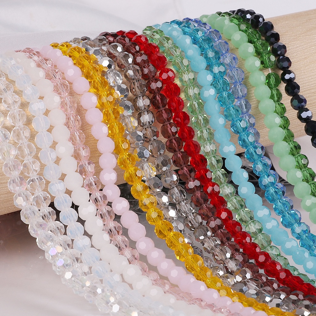 100顆/包4mm玻璃切面球珠 diy手工串珠首飾材料配件水晶珠散珠子