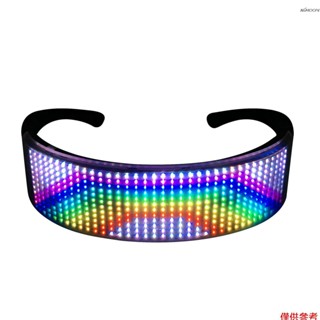 KKmoon SL009 全綵LED發光眼鏡連線/22種動畫/DIY文字/音樂模式