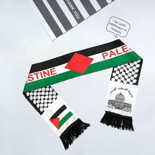 巴勒斯坦圍巾 14x130cm 圍巾印花緞面巴勒斯坦國慶圍巾巴勒斯坦披肩巴勒斯坦國旗圍巾
