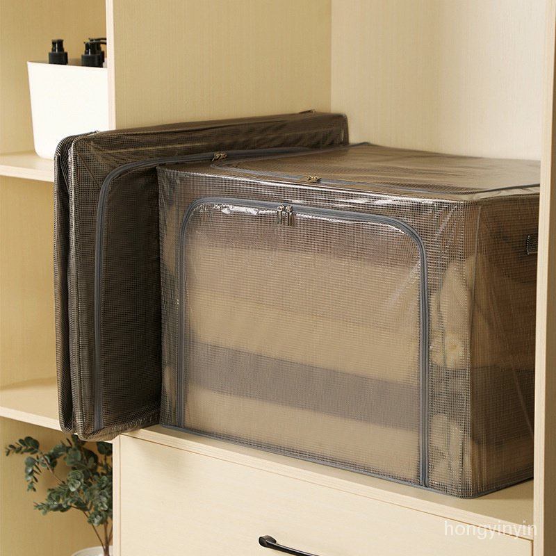 新品 鋼架透明彩色網格PVC收納箱衣服褲子內衣收納箱玩具整理箱百納箱 KAFT