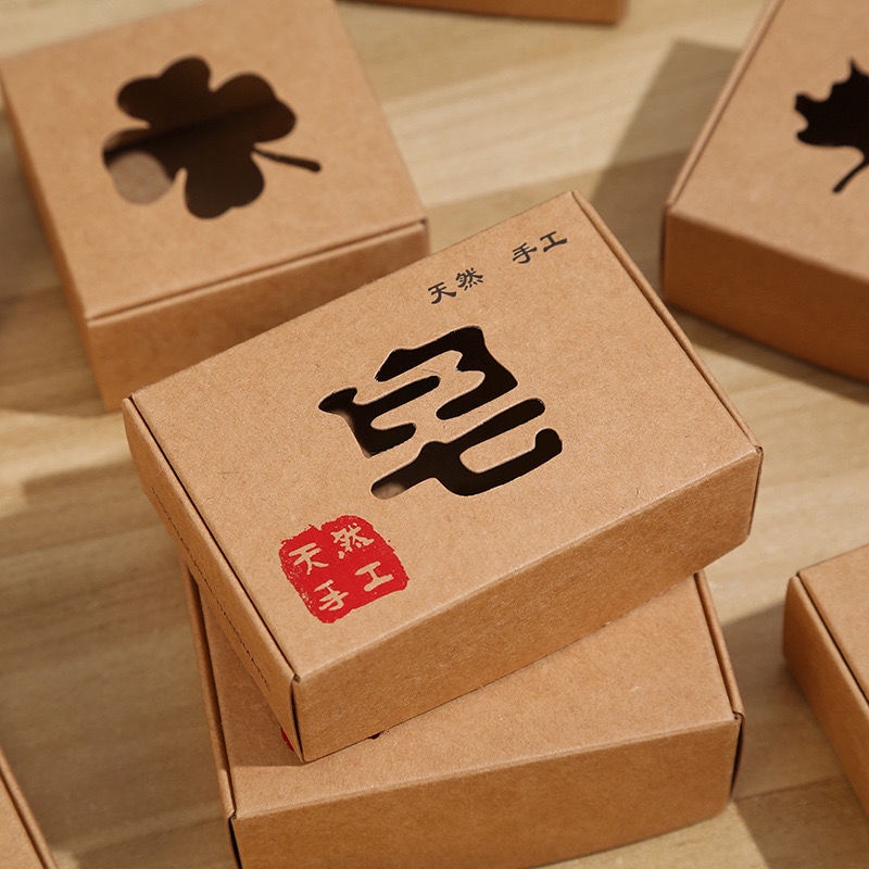 手工皁伴手禮盒 禮盒 牛皮紙盒 飛機盒 復古包裝盒 DIY禮品小香皂盒 收納盒