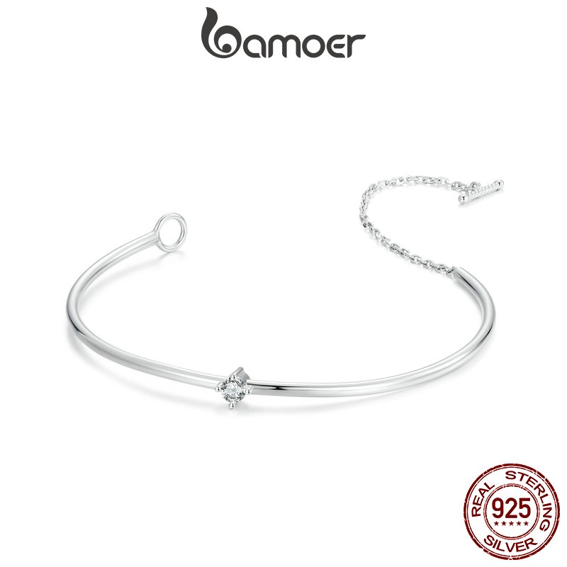 Bamoer 925 純銀手鍊閃亮鋯石珠首飾女士禮物