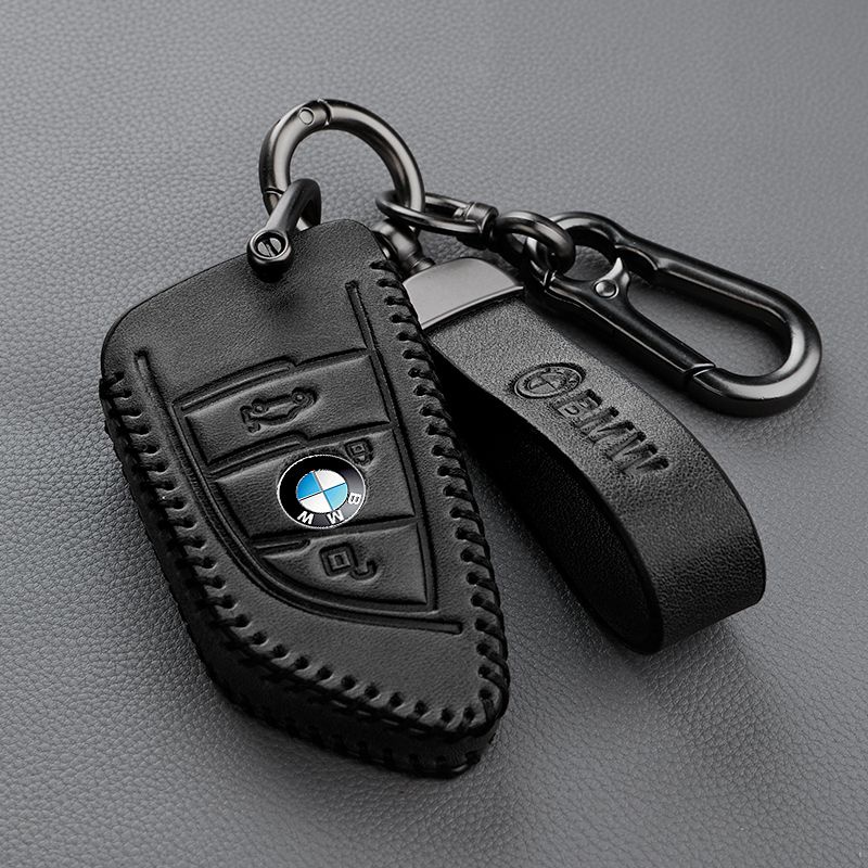 BMW壓印LOGO鑰匙套320i 330i 530i 540i 630i X3 X5鑰匙真皮縫線保護殼