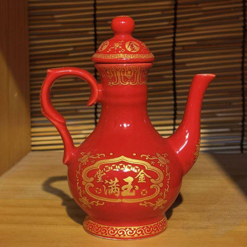 古代紅色供奉酒壺仙家酒壺結婚用品婚慶禮品敬酒壺古式老式酒壺