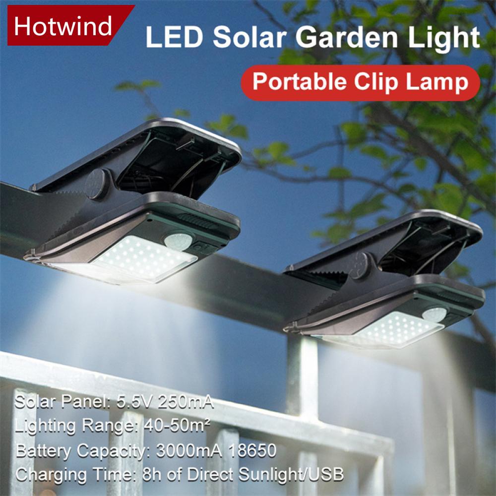 Hotwind 戶外運動感應太陽能燈72LED 夾式太陽能燈 IP65 防水野營燈,用於圍欄甲板牆壁帳篷露台 E1G8