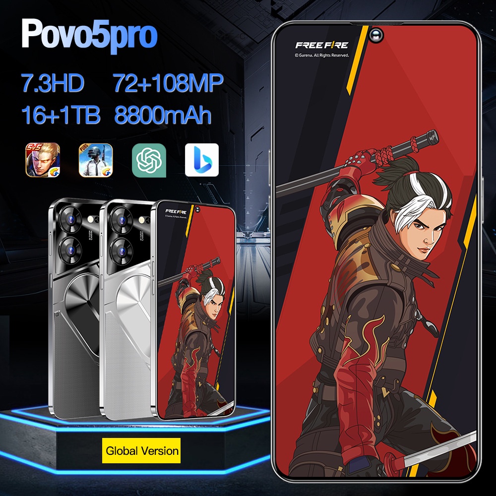 Povo5pro新爆款4G全網通 6.53寸incell膠囊靈動島屏安卓智能手機 12+512GB追劇 遊戲手機