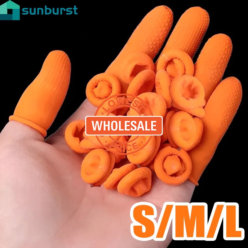 [批發] 一次性乳膠保護手指套 - 橙色橡膠指尖套 - 保護拇指套 - 防滑指尖保護手套 - 顆粒設計防水手套