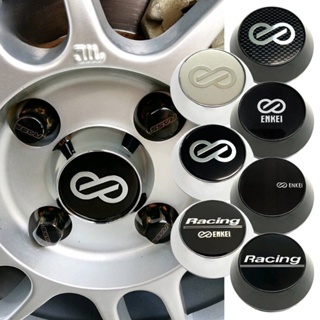 車輪 DIY1 件 60 毫米 ENKEI 標誌黑色銀色貼紙汽車改裝車輪中心蓋輪輞輪轂蓋中心蓋適用於 ENKEI WHE