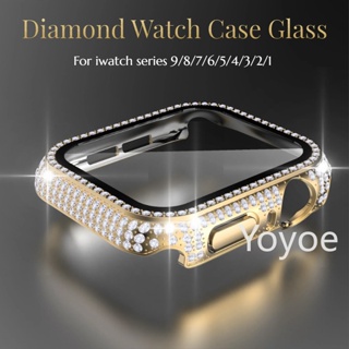 鑽石錶殼 + 鋼化玻璃適用於 Apple Watch series 9 49mm Ultra 2 38mm 40mm 4