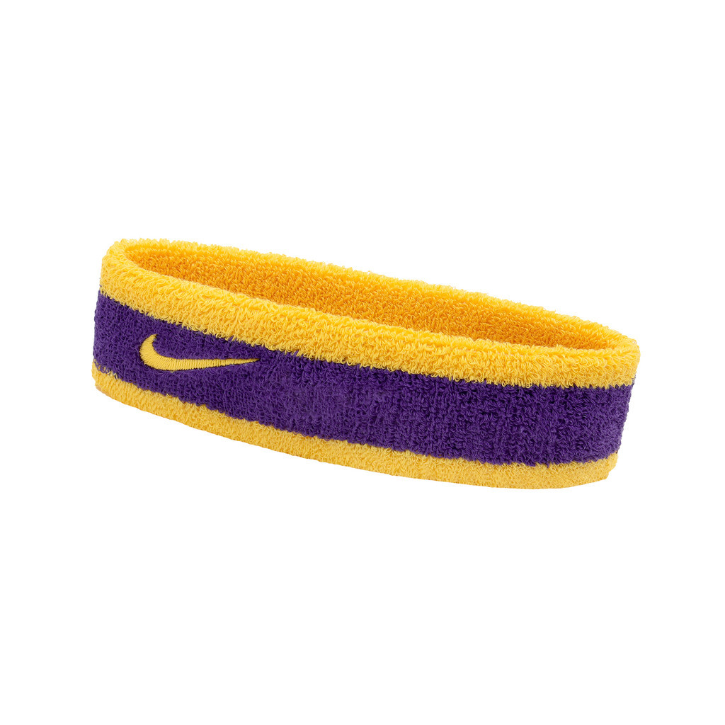 Nike 頭帶 Swoosh 毛巾布 吸濕 紫 金 湖人配色 男女款 [ACS] N000154473-0OS