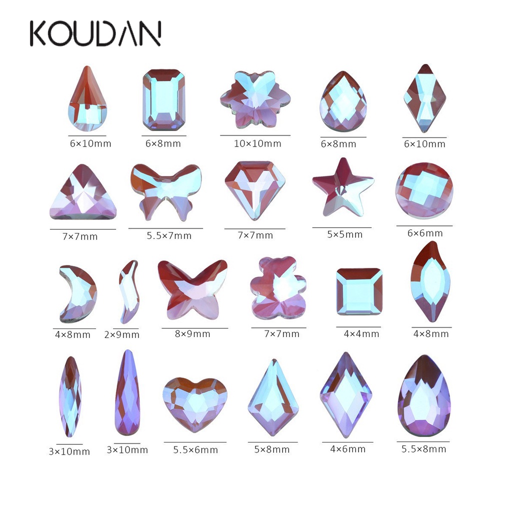 美甲美甲裝飾水鑽水晶鑽石 DIY 透明寶石閃亮玻璃首飾紫色愛心蝴蝶雪花 1 件 KOUDAN
