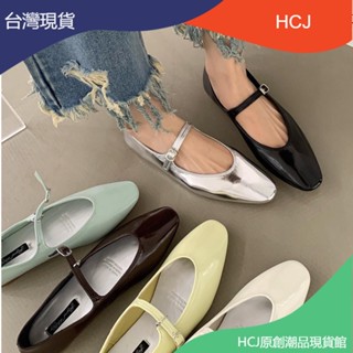 💗臺灣出貨💗奶昔綠美膩啦~法式溫柔平底瑪麗珍鞋方頭銀色單鞋軟底網紅奶奶鞋