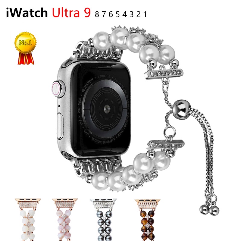 不銹鋼珍珠錶帶適用於 Apple Watch ultra ultra2 49mm 45mm 44mm 41 42mm i