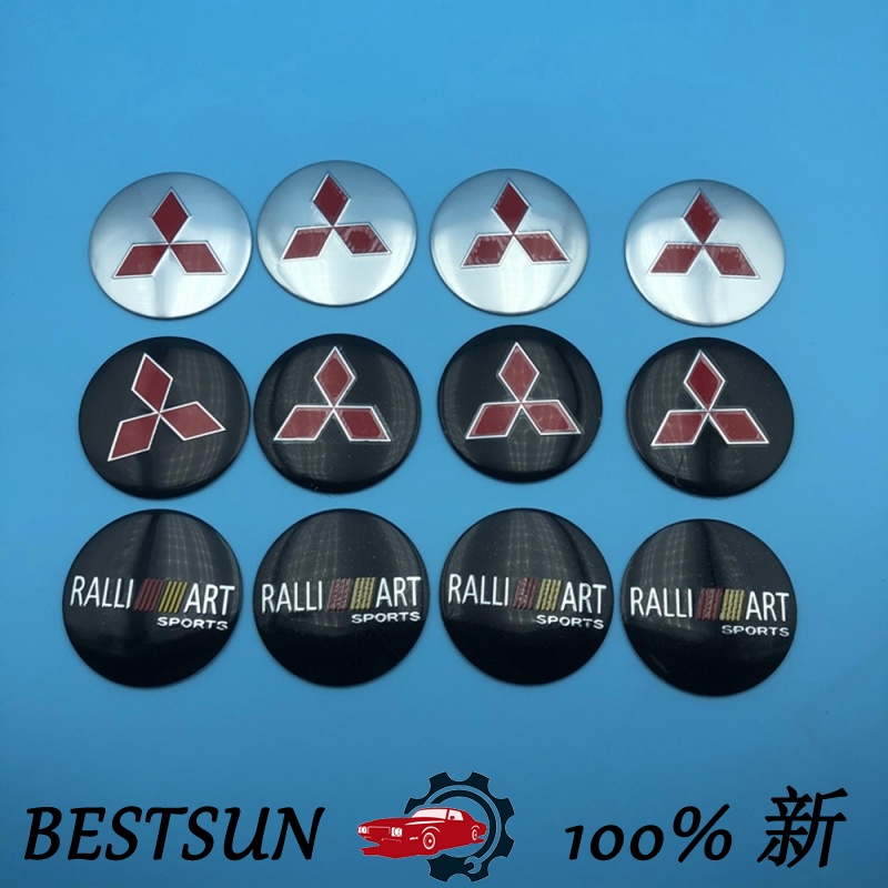 4片 56mm 三菱 Ralliart 汽車輪轂中心蓋貼 輪胎中心標誌貼 車標貼紙 輪框蓋貼標 輪圈蓋貼花