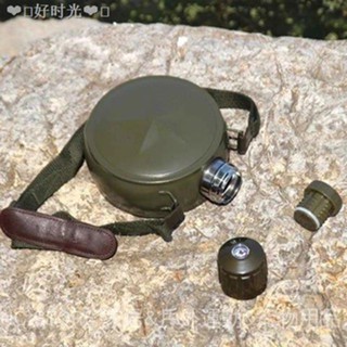 🔥新款🔥 軍用水壺 德式行軍水壺 304不鏽鋼雙層真空保溫保冷壺 戶外便攜式揹帶旅行水壺
