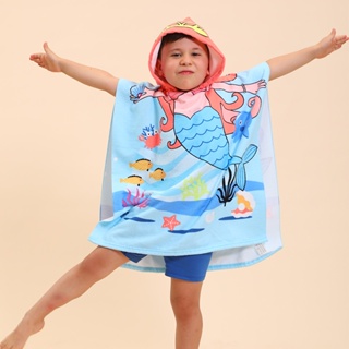 DLSS 工廠直銷兒童浴巾小孩連帽浴袍卡通印花衝浪斗篷可穿披風浴巾批發