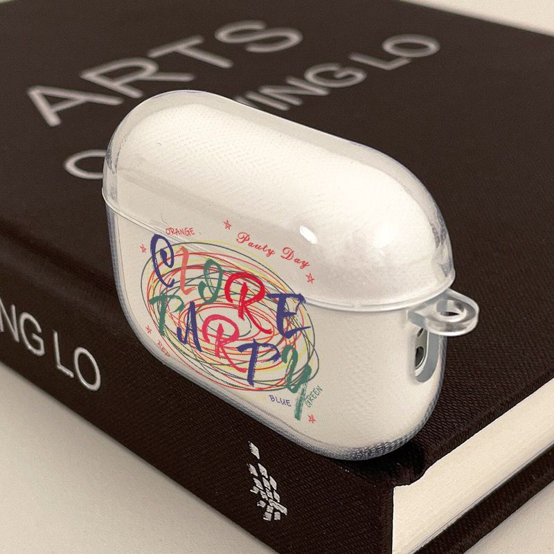 塗鴉圈圈airpods1代耳機保護套適用蘋果pro2/3代耳機殼透明軟創意