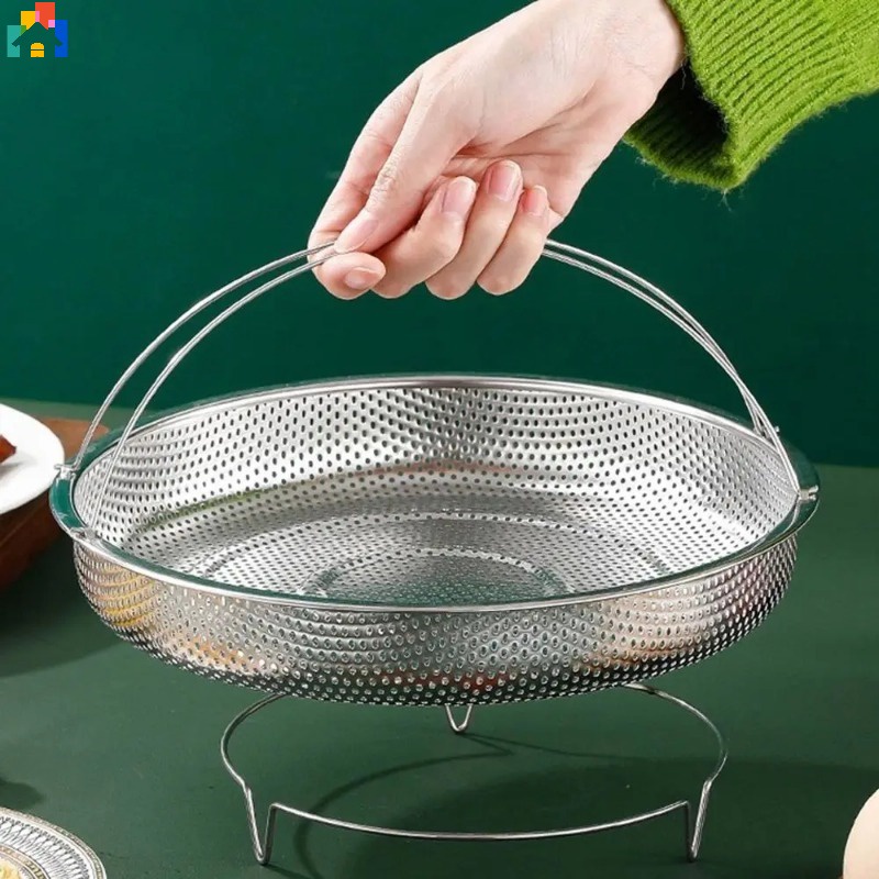 廚房不銹鋼蒸籠籃壓力鍋蒸籠帶把手蒸格瀝水器炊具