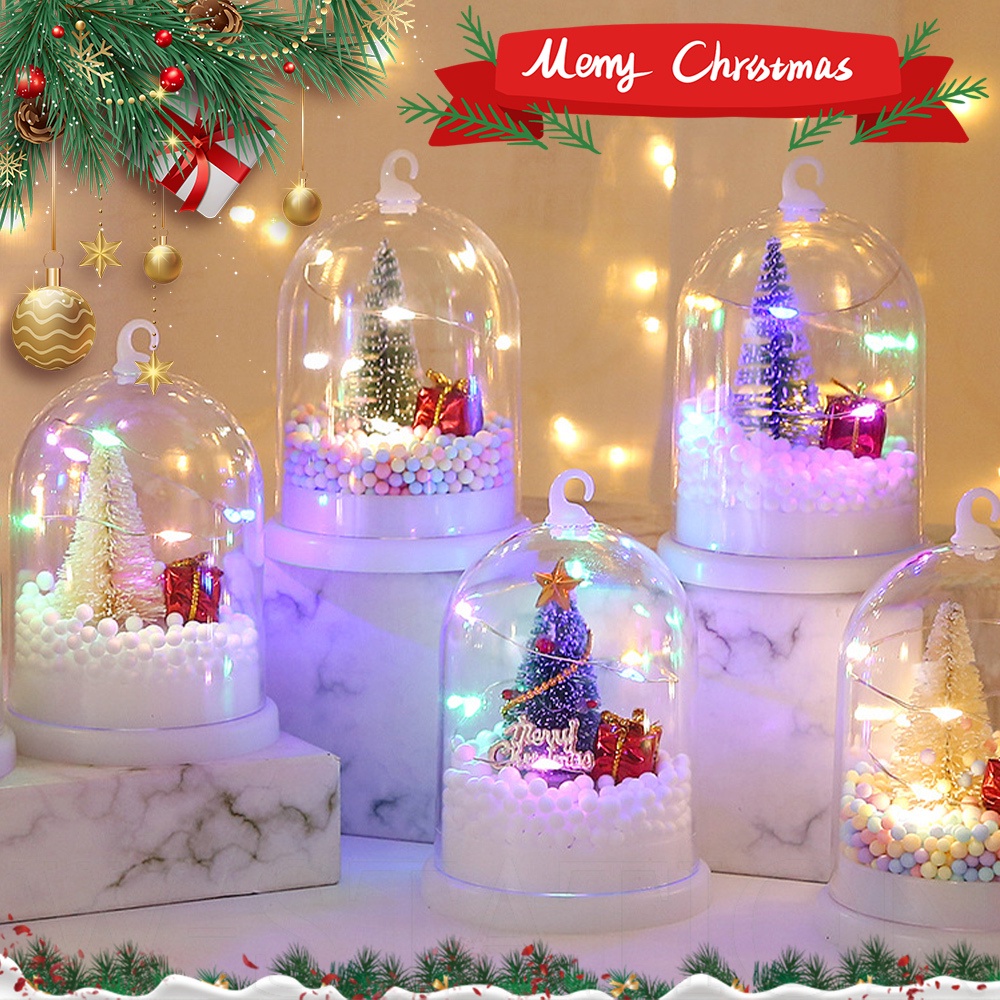 聖誕快樂裝飾 / 迷你聖誕樹裝飾品 / 帶 LED 燈的塑料圓頂聖誕樹微型 / 家居室內桌面裝飾燈 / 聖誕派對用品