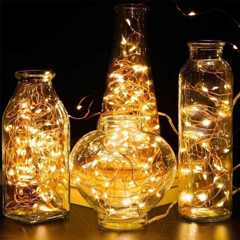 1m/2m /5M 電池供電 LED 銅線酒瓶燈串/聖誕 LED 酒瓶軟木花環燈/生日婚禮節日派對用品/熱銷