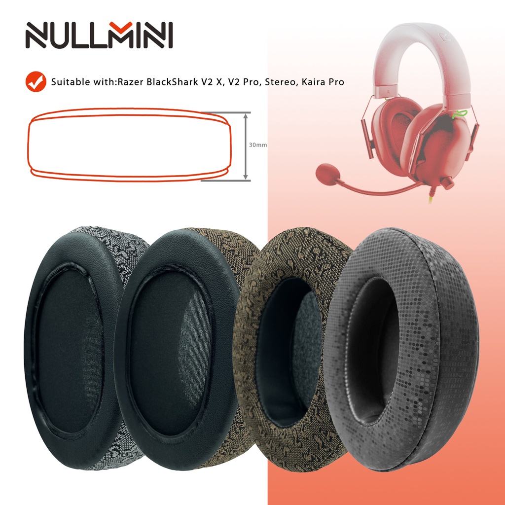 Nullmini 替換耳墊適用於 Razer BlackShark V2 X、V2 Pro、立體聲、Kaira Pro
