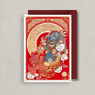 青鳥與石獅子祝福萬用卡/ 紅龍 eslite誠品