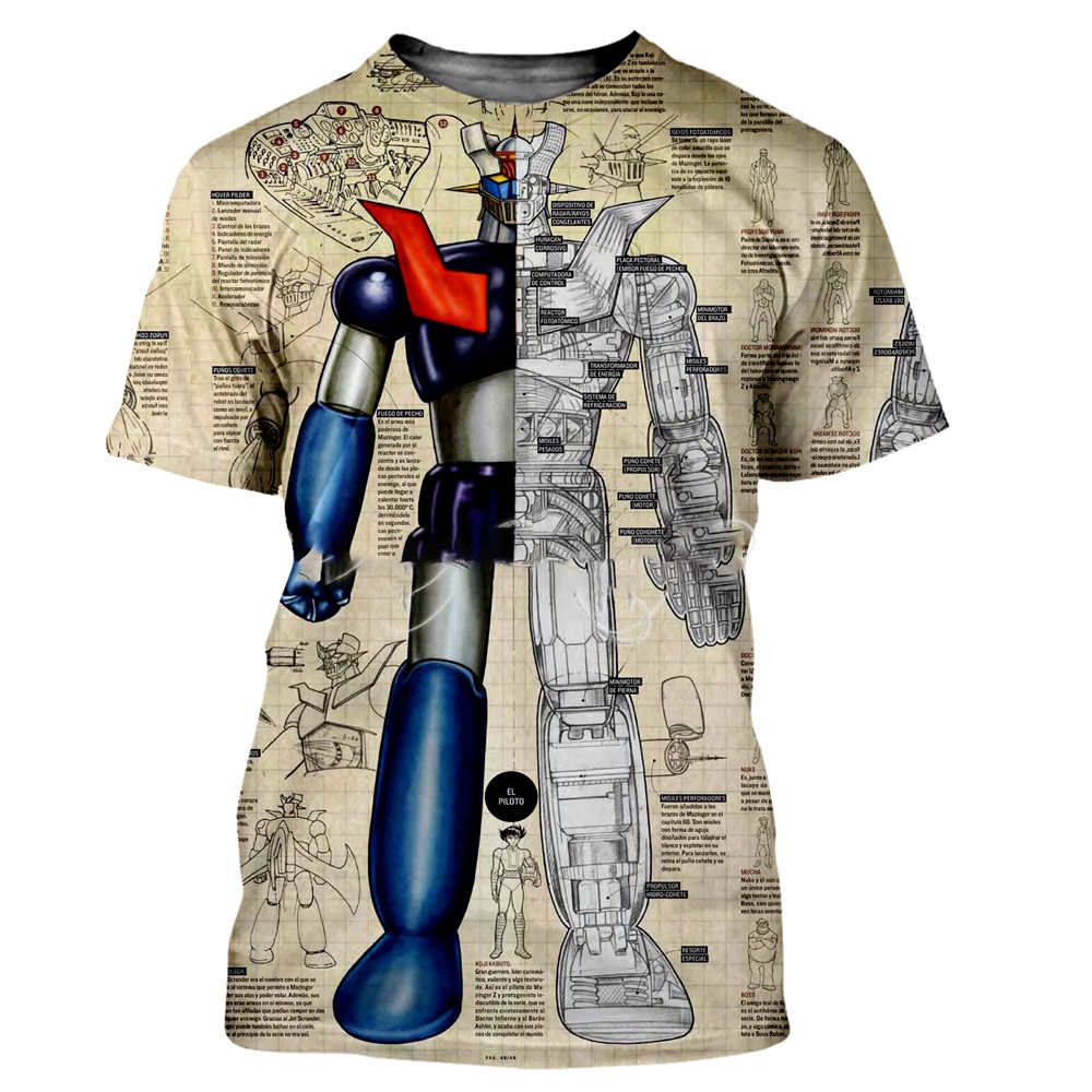 Mazinger Z 男士 T 恤新款時尚酷 3D 打印短袖 T 恤原宿風格 T 恤街頭服飾女士夏季上衣