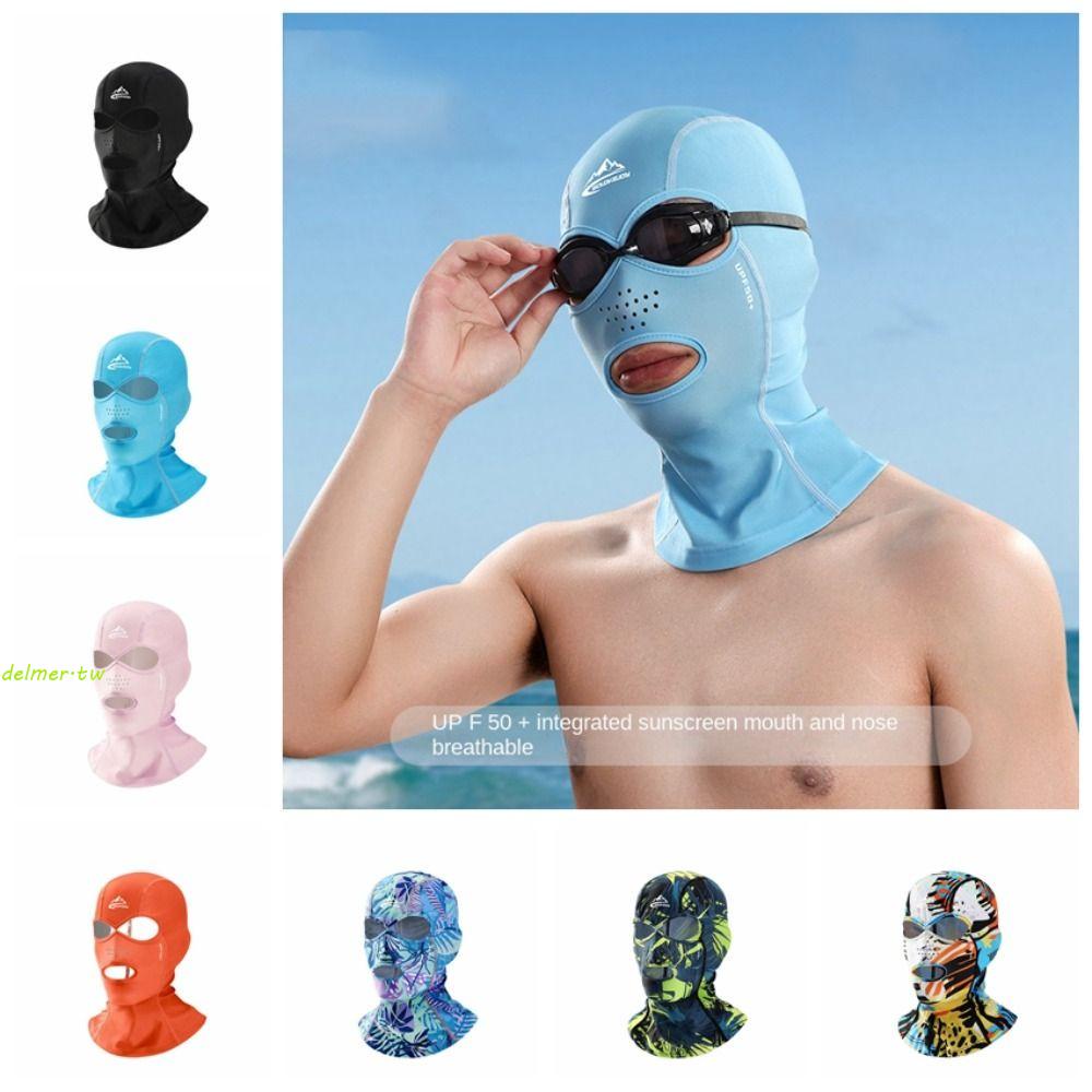 DELMER游泳罩,透氣防紫外線釣魚面部,浮潛面罩冰防曬男女通用防曬頭飾運行